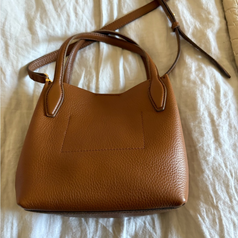 Madewell Mini Shopper Tote in Soft Grain Pebbled Leather.